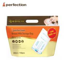 [PERFECTION] Original Breast Milk Storage Bags, 200ml, 150pcs (Temperature Indicator) _ Breast-Feeding, Feeding Bottle _ Made in KOREA
